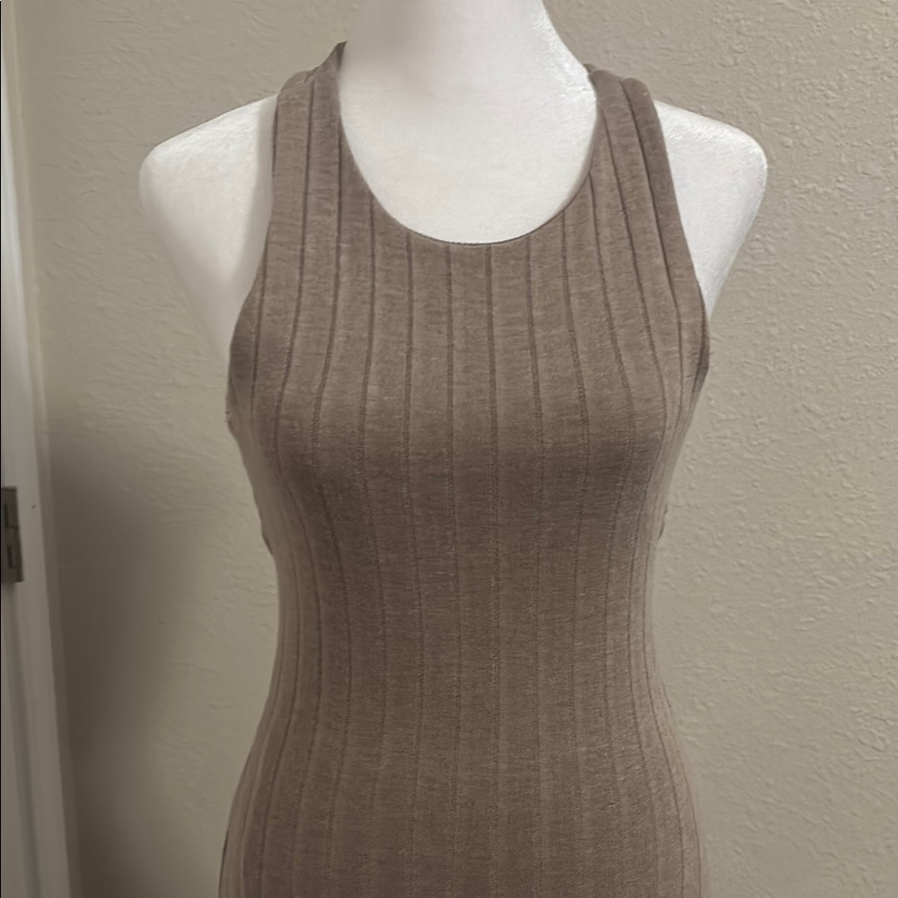 Altardstate tan dress in XS. Cozy fabric, sexy cross back and soft material. NEW